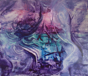 Œuvre contemporaine nommée « Paradisiaque », Réalisée par EVELYNE CALCUS