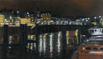 Œuvre contemporaine nommée « Un pont la nuit », Réalisée par CORINNE QUIBEL
