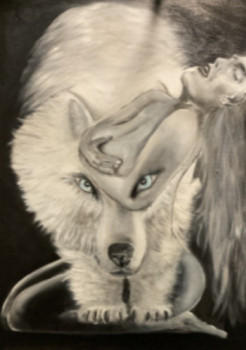 Œuvre contemporaine nommée « La femme au loup », Réalisée par DAMOIZEAU