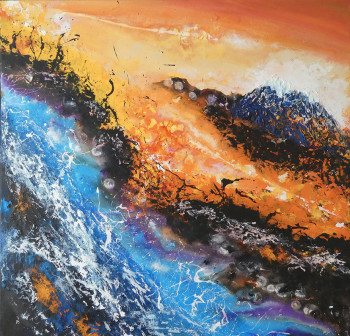 Œuvre contemporaine nommée « Chemtrails, lava and waterfall », Réalisée par JEAN-MICHEL CANAL