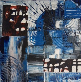 Œuvre contemporaine nommée « La vague bleu », Réalisée par ERACAMA