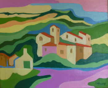 Œuvre contemporaine nommée « village au fond de la vallée », Réalisée par MICHEL LEFRESNE