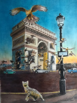 Œuvre contemporaine nommée « Le retour des moineaux à Paris », Réalisée par JACQUES TAFFOREAU