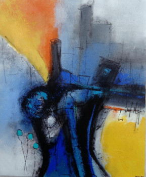 Œuvre contemporaine nommée « ABSTRACTION BLEUE », Réalisée par MIREILLE MAURY