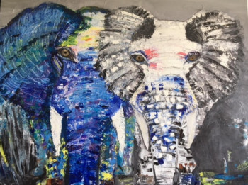 Œuvre contemporaine nommée « La tristesse des éléphants », Réalisée par SZKOBEL