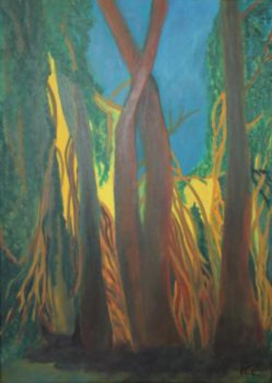 Œuvre contemporaine nommée « arbre et liannes », Réalisée par   MARIA  COUTINHO   /  MARIA  C.