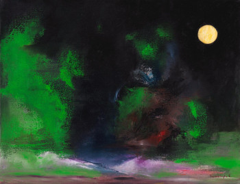 Œuvre contemporaine nommée « Lune  mélancolique ou Poésie de la nuit », Réalisée par TCHARTILOGLOU FRANCOISE