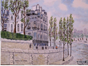 Œuvre contemporaine nommée « " Bords de Saône " N° : 10 SZ 05 », Réalisée par ROGER J.