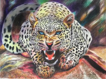 Œuvre contemporaine nommée « LE GRONDEMENT DU JAGUAR », Réalisée par JACQUES TAFFOREAU