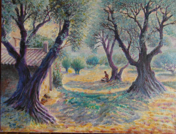 Œuvre contemporaine nommée « Les vieux oliviers des "Colettes" dans le domaine d'Auguste Renoir », Réalisée par AMALIA MEREU