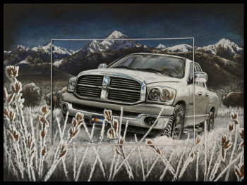 Œuvre contemporaine nommée « winter pick up in wyoming », Réalisée par STéPHANIE PéRICAT PASTELLISTE PRO