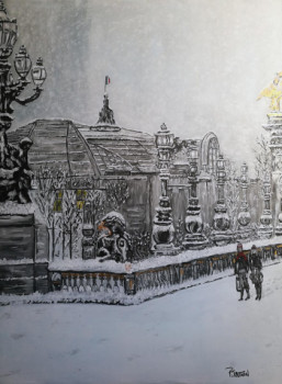 Œuvre contemporaine nommée « Paris - Grand Palais sous la neige -Hiver 2018 », Réalisée par PATRICK JOOSTEN