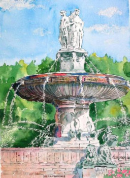 Œuvre contemporaine nommée « fontaine de la Rotonde à Aix-en-Provence », Réalisée par ROGER J.