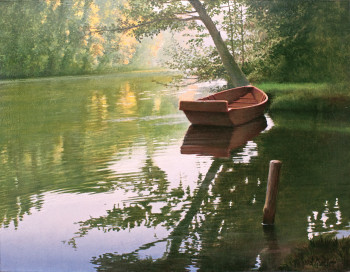 Œuvre contemporaine nommée « Une plate au Gué de Magné (Marais poitevin) », Réalisée par GAUTIER