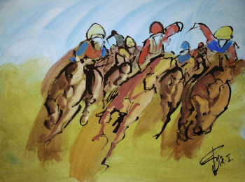 Œuvre contemporaine nommée « Encre gouachée de course-(17-117) », Réalisée par THIERRY FAURE