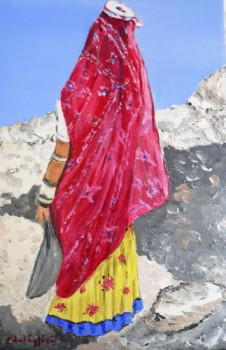 Œuvre contemporaine nommée « Femme Indienne 2 », Réalisée par FRANçOISE DELEGLISE