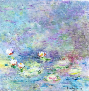 Œuvre contemporaine nommée « Les nénuphars d après Les Nymphéas de Claude Monet », Réalisée par PATRICIA DELEY