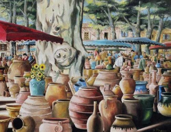 Œuvre contemporaine nommée « Le marché des potiers », Réalisée par DOMINIQUE PINEAU