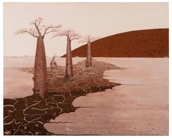 Œuvre contemporaine nommée « Baobabs en terre déchirée - survie. », Réalisée par MILEG