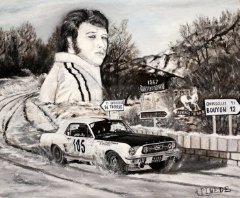 Œuvre contemporaine nommée « Monte Carlo 1967 - Ford Mustang - Henri Chemin Johnny Hallyday », Réalisée par ALAIN PINEDE