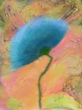 Œuvre contemporaine nommée « Pavot bleu », Réalisée par K.BLANCHET
