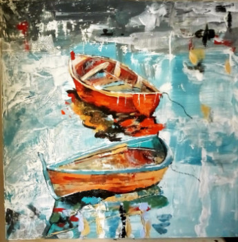 Œuvre contemporaine nommée « les barques », Réalisée par ISABELLA VIRGILIO