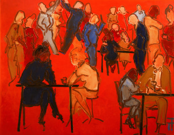 Œuvre contemporaine nommée « Scène de vie-EN TERRASSE-(16-115) », Réalisée par THIERRY FAURE