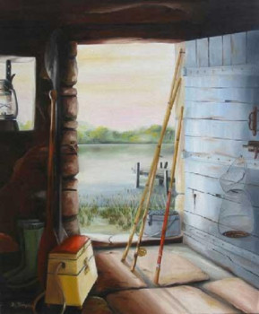 Œuvre contemporaine nommée « Au bord de l'étang », Réalisée par DOMINIQUE PINEAU