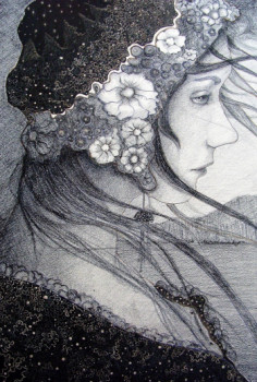 Œuvre contemporaine nommée « la jeune fille aux fleurs », Réalisée par MADO