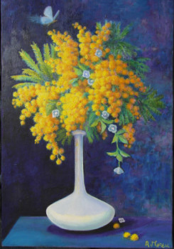 Œuvre contemporaine nommée « Petit bouquet rond de mimosa », Réalisée par AMALIA MEREU