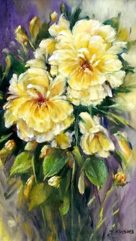Œuvre contemporaine nommée « Les roses jaunes », Réalisée par CHRISPAINT FLOWERS