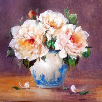 Œuvre contemporaine nommée « Le petit bouquet de roses », Réalisée par CHRISPAINT FLOWERS
