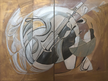Œuvre contemporaine nommée « «Joyeux violoniste» 2 toiles, 40:50cm », Réalisée par AMART