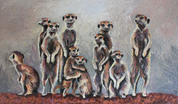 Œuvre contemporaine nommée « Famille Suricate », Réalisée par CLEMENCE POWNEY