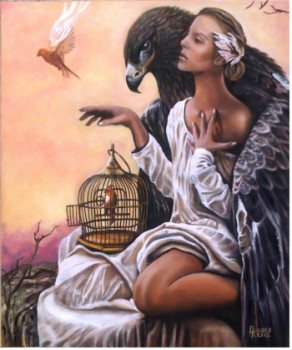 Œuvre contemporaine nommée « Femme à l'Aigle », Réalisée par AURORE ALEXIS