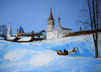 Œuvre contemporaine nommée « Souzdal en hiver. acrylique », Réalisée par ANDRé FEODOROFF