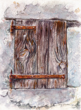 Œuvre contemporaine nommée « Volet en bois », Réalisée par DANY CHARRIER