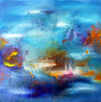 Œuvre contemporaine nommée « Blue oils 7-16 », Réalisée par ANDY BLEU