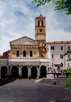 Œuvre contemporaine nommée « Trastevere Santa Maria.   acrylique », Réalisée par ANDRé FEODOROFF