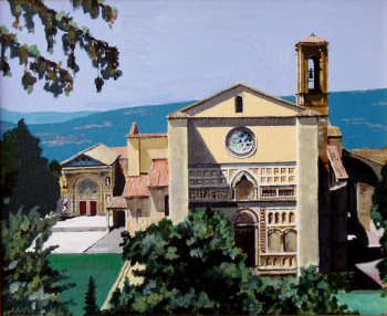 Œuvre contemporaine nommée « Perrugia, Eglise des Anges.   acrylique », Réalisée par ANDRé FEODOROFF