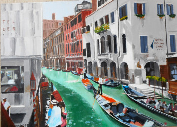 Œuvre contemporaine nommée « Un canal à Venise.   acrylique », Réalisée par ANDRé FEODOROFF