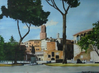 Œuvre contemporaine nommée « Forum Romain.   aquarelle », Réalisée par ANDRé FEODOROFF