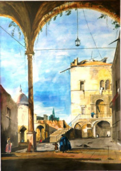Œuvre contemporaine nommée « Vieux Venise copie Guardi.   aquarelle  », Réalisée par ANDRé FEODOROFF