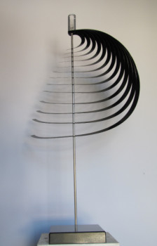 Œuvre contemporaine nommée « Noires Volutes d'acier, sculpture modulable 733 », Réalisée par JEAN PAUL BOYER