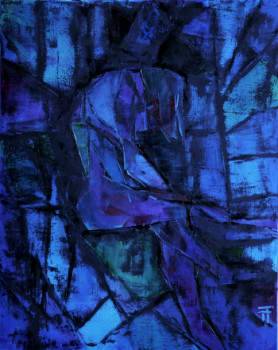 Œuvre contemporaine nommée « -Femme remontant sa montre-vitrail-92x73 », Réalisée par THIERRY FAURE