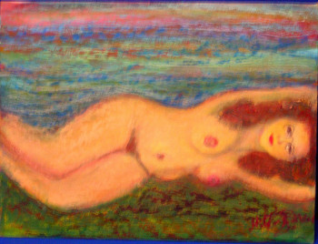 Œuvre contemporaine nommée « nue avec lunette », Réalisée par MITRA SHAHKAR