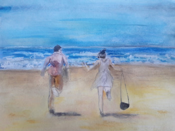 Œuvre contemporaine nommée « Lovers on the beach », Réalisée par HERMIONE