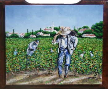 Œuvre contemporaine nommée « Vendanges du muscat à Vérargues », Réalisée par BRUNO LEMASSON