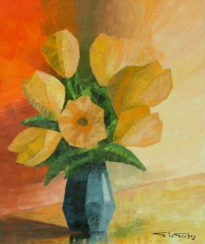 Œuvre contemporaine nommée « Bouquet jaune », Réalisée par LE GOUBEY