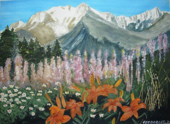 Œuvre contemporaine nommée « Montagne en fleur », Réalisée par ANDRé FEODOROFF